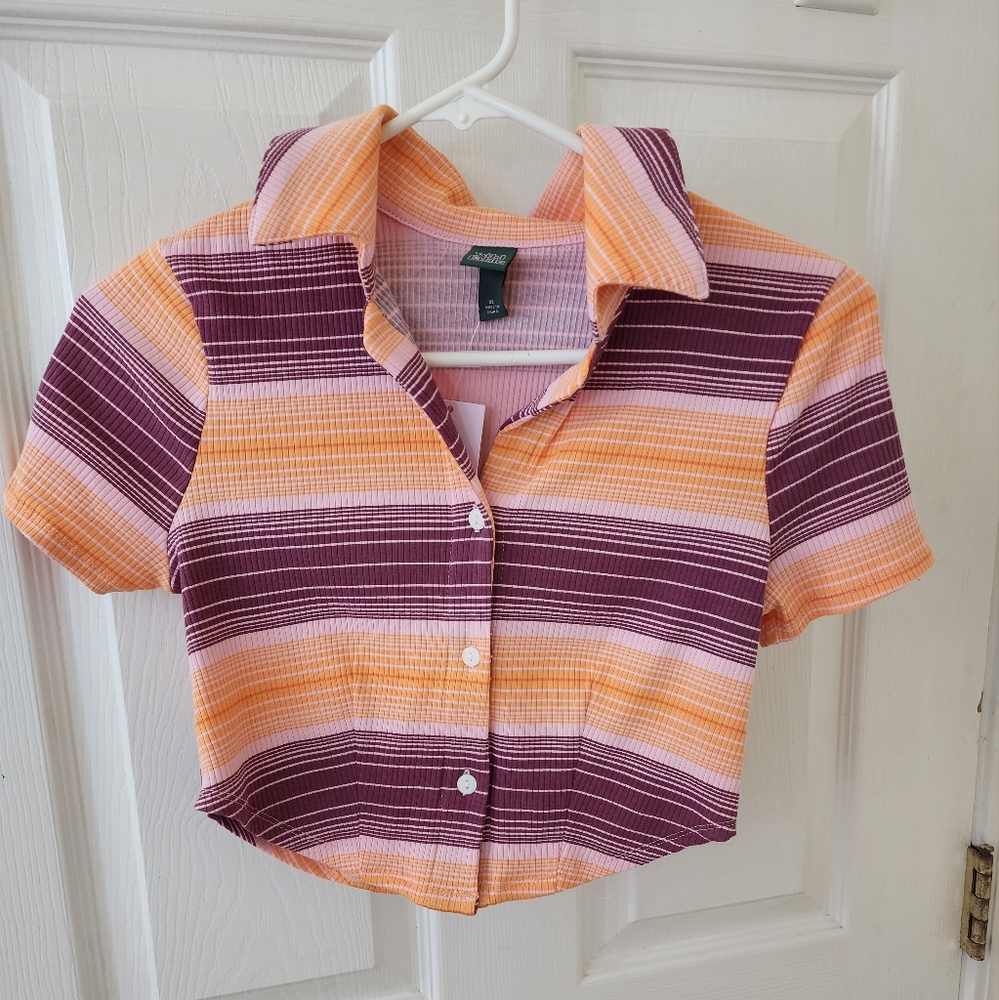 Wild Fable Orange and Purple Crop Top